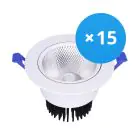 Voordeelpak 15x Bright Choice LED Downlight Rond Kantelbaar 15W 1200lm 60D - 930 Warm Wit | 135mm - Zaagmaat 110mm - UGR 